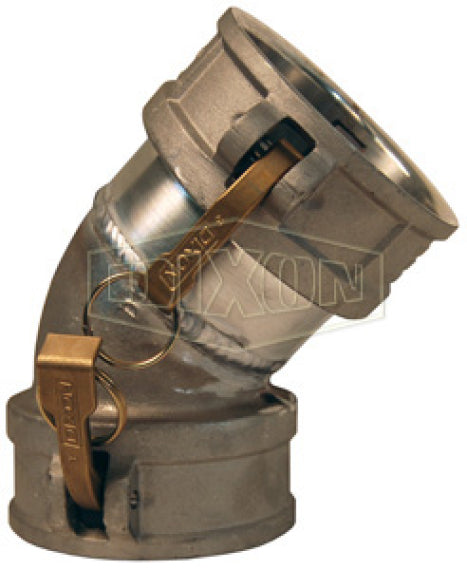 600DD-45AL by Dixon Valve | Cam & Groove Spool Coupler | 45° Elbow | Type DD | 6" Coupler x 6" Coupler | Aluminum