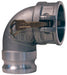 400DA-90AL by Dixon Valve | Cam & Groove Coupler | 90° Elbow | Type DA | 4" Adapter x 4" Coupler | Aluminum