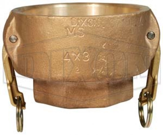 4030-D-BR by Dixon Valve | Cam & Groove Reducer (Jump Size) Coupler | Type D | 4" Coupler x 3" Female NPT | Brass