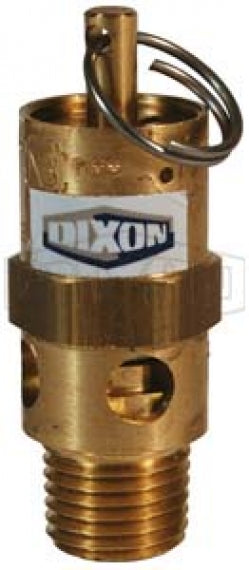 SV125 by Dixon Valve | Safety Pop-Off Valve | Standard | 1/4" Male NPT | 125 PSI Preset Pressure | 109 SCFM | Brass