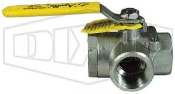 SSBV100TW by Dixon Valve | 3-Way Diverting Ball Valve | L Flow | Standard Port | 1" Female NPT x 1" Female NPT x 1" Female NPT | Stainless Steel