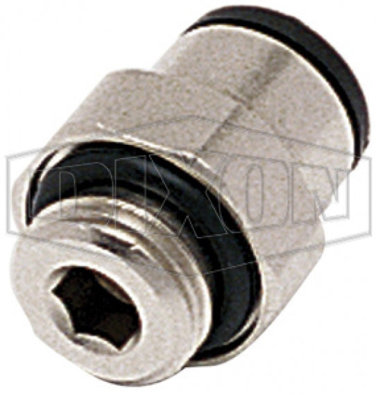 31010410 Dixon Valve Nickel-Plated Brass Metric Push-In Fitting - Male Connector - 4mm Tube OD x 1/8 BSPP Thread