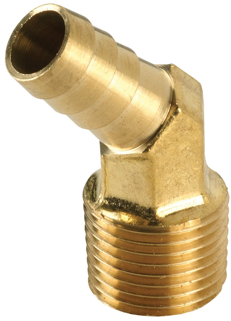1391208C by Dixon Valve | Hose Barb Insert | 45° Elbow | 1/2" Male NPTF x 3/4" Hose ID | Brass