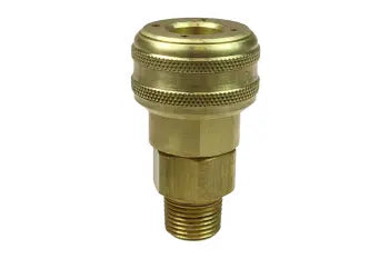 587A by Coilhose | Coilflow™ Automatic Industrial Interchange Coupler | 3/8" Body Size | 1/2" Male NPT Thread | Straight | Brass (Type 58)
