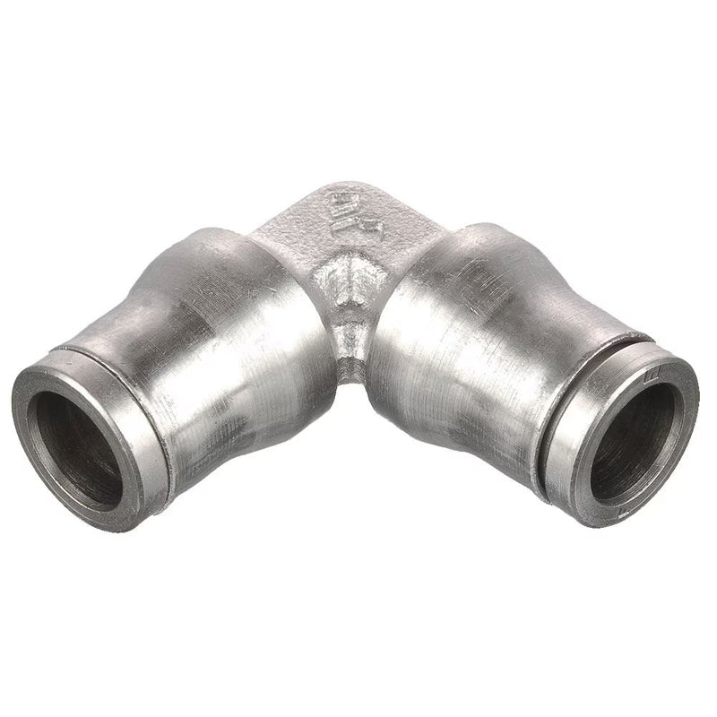 165PLM-4M by Parker | Prestolok PLM Metal Push-to-Connect Fittings | Tube to Tube Fittings | 4 mm Tube Size | 23.00 mm Length | 90° Elbow | Electroless Nickel-Plated Brass | Pack of 10