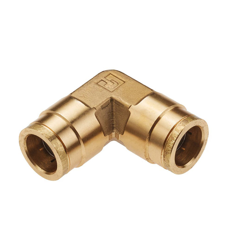 165PTC-5/32 by Parker | Tube to Tube Fitting | Union | 5/32" Push-to-Connect | .79" Length | 90° Elbow | Brass | Pack of 10