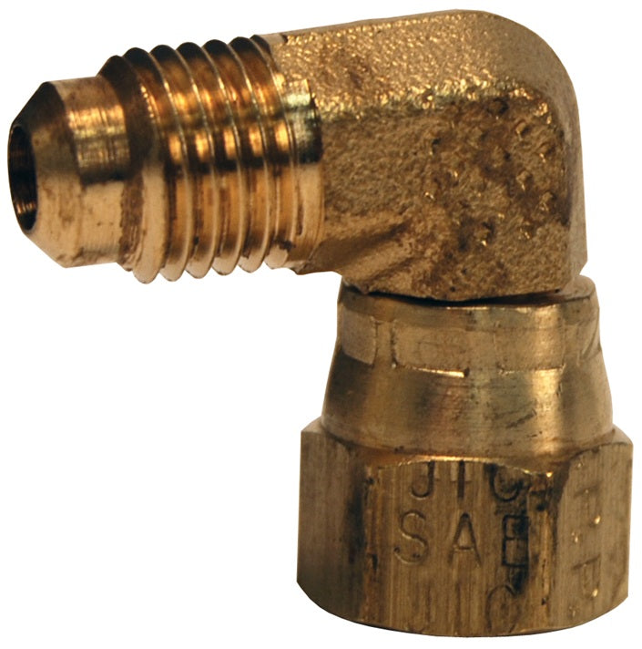 166FSV-8-8 by Dixon Valve | SAE 45° Flare Swivel Adapter | 90° Elbow | 1/2" Male SAE 45° Flare x 1/2" Female SAE 45° Flare | Brass