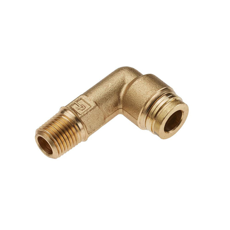 169PTCNSL-8-8 by Parker | Threaded Fitting | 1/2" Rigid Push-to-Connect x 1/2" Male NPT Thread | 90° Long Elbow | Brass | Pack of 5