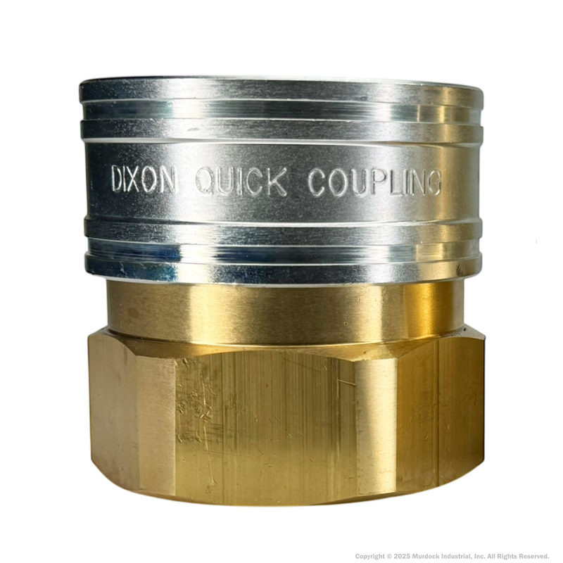 16EF16-B by Dixon Valve | Hydraulic Quick Disconnect Coupling | E-Series | 2" Female NPTF x 2" Straight-Through Interchange | Socket | Nitrile Seal | Brass