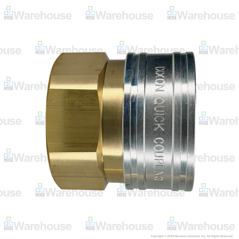 16EF16-B by Dixon Valve | Hydraulic Quick Disconnect Coupling | E-Series | 2" Female NPTF x 2" Straight-Through Interchange | Socket | Nitrile Seal | Brass