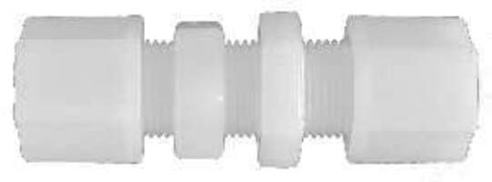 17090N (17-090N) by Midland | Plastic Compression Fitting | Bulkhead Union | 3/8" Tube OD x 3/8" Tube OD | Straight | White Nylon