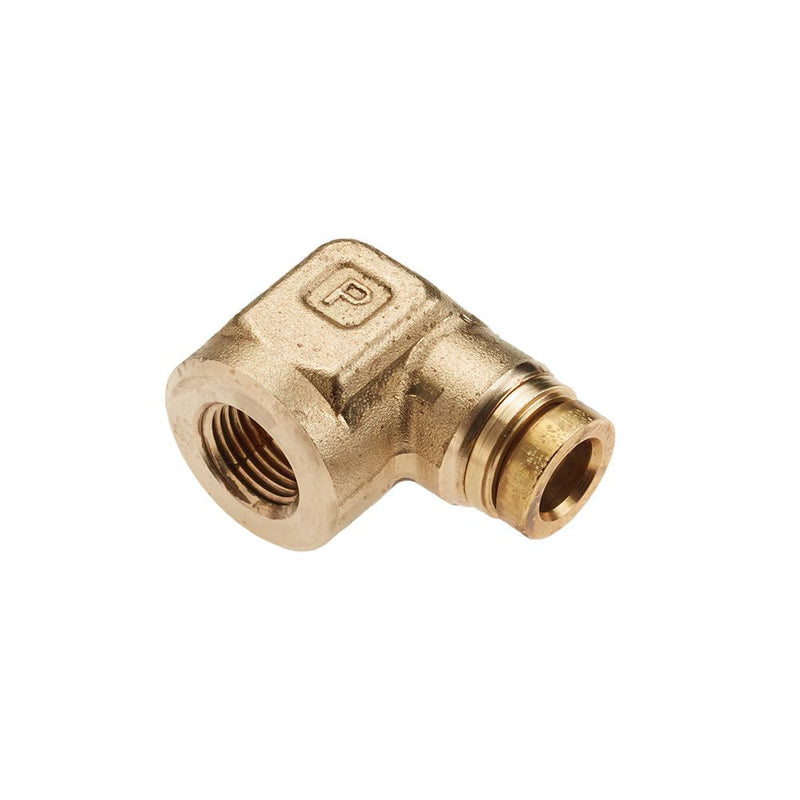 170PTCNS-8-4 by Parker | Threaded Fitting | 1/2" Rigid Push-to-Connect x 1/4" Female NPT Thread | 90° Elbow | Brass | Pack of 5