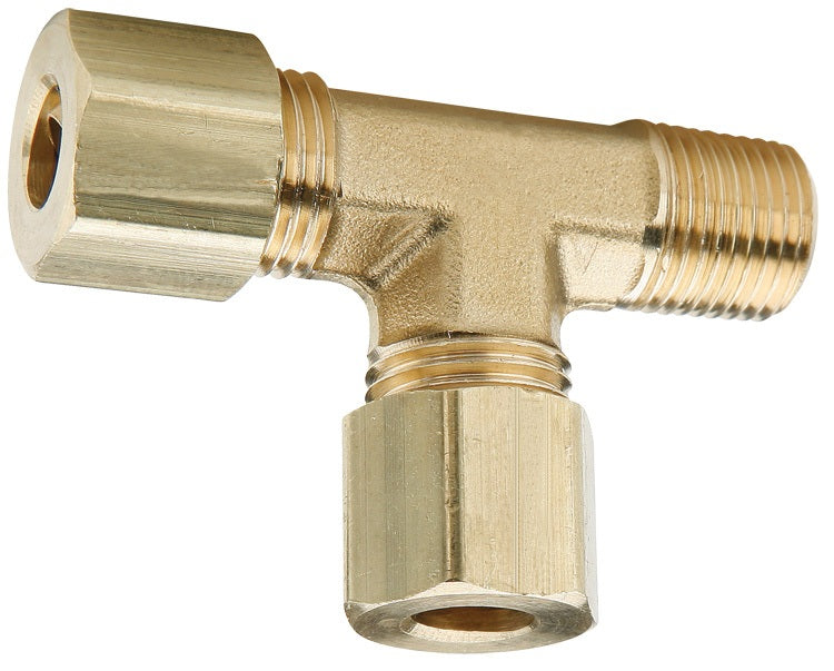 171C-0402 by Dixon Valve | Compression Fitting | Male Run Tee | 1/8" Male Pipe x 1/4" Tube OD x 1/4" Tube OD | Brass