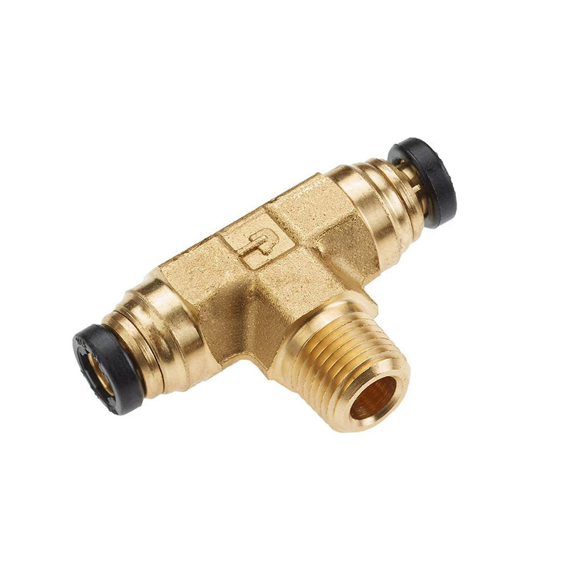 172PTCNS-6-6 by Parker | Threaded Fitting | 3/8" Rigid Push-to-Connect x 3/8" Male NPT Thread | 2.08" Length | Tee | Brass | Pack of 10