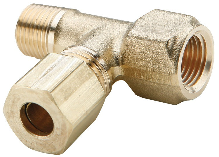176C-0402 by Dixon Valve | Compression Fitting | Adapter Tee | 1/8" Male Pipe x 7/16"-24 Female Pipe x 1/4" Tube OD | Brass