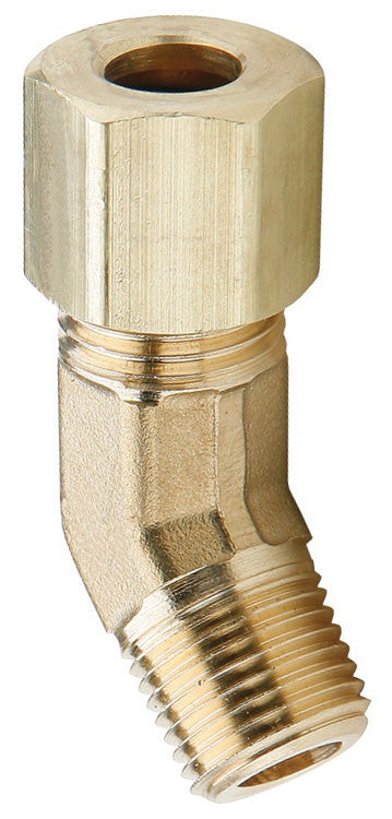 179C-0806 by Dixon Valve | Compression Fitting | Male 45° Elbow | 3/8" Male Pipe x 1/2" Tube OD | Brass