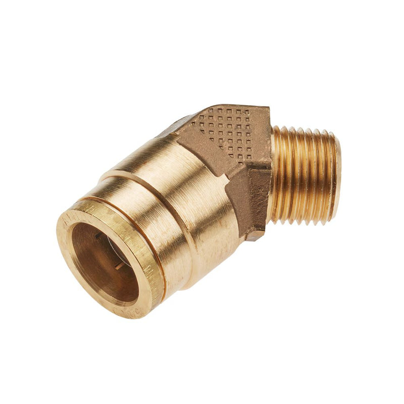 179PTCNS-8-8 by Parker | Threaded Fitting | 1/2" Rigid Push-to-Connect x 1/2" Male NPT Thread | 45° Elbow | Brass | Pack of 5