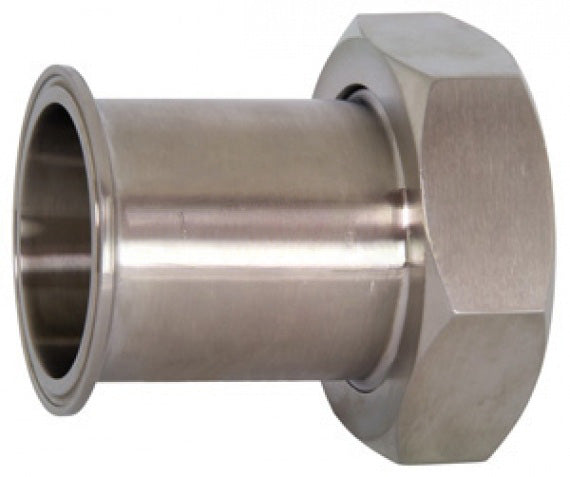 17MP-14-G300 Dixon Valve Clamp x Plain Bevel Seat Adapter with Hex Nut - 3" Tube OD - 304 Stainless Steel