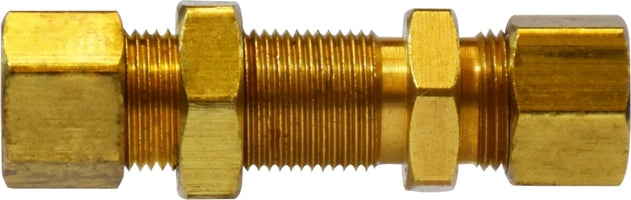 18088 (18-088) by Midland | Compression Fitting | Bulkhead Union | 1/4" Tube OD | Straight | Brass