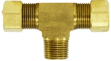 18291B (18-291B) by Midland | Compression Fitting | Barstock Male | 1/4" Tube OD x 1/8" Male NPTF | Tee | Brass