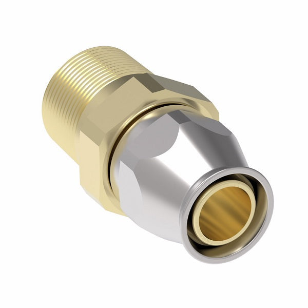 38-190627-12-12 Aeroquip by Danfoss | Male Pipe Super Gem PTFE Reusable Hose Fitting | -12 Male Pipe x -12 Reusable Hose End | Steel & Brass