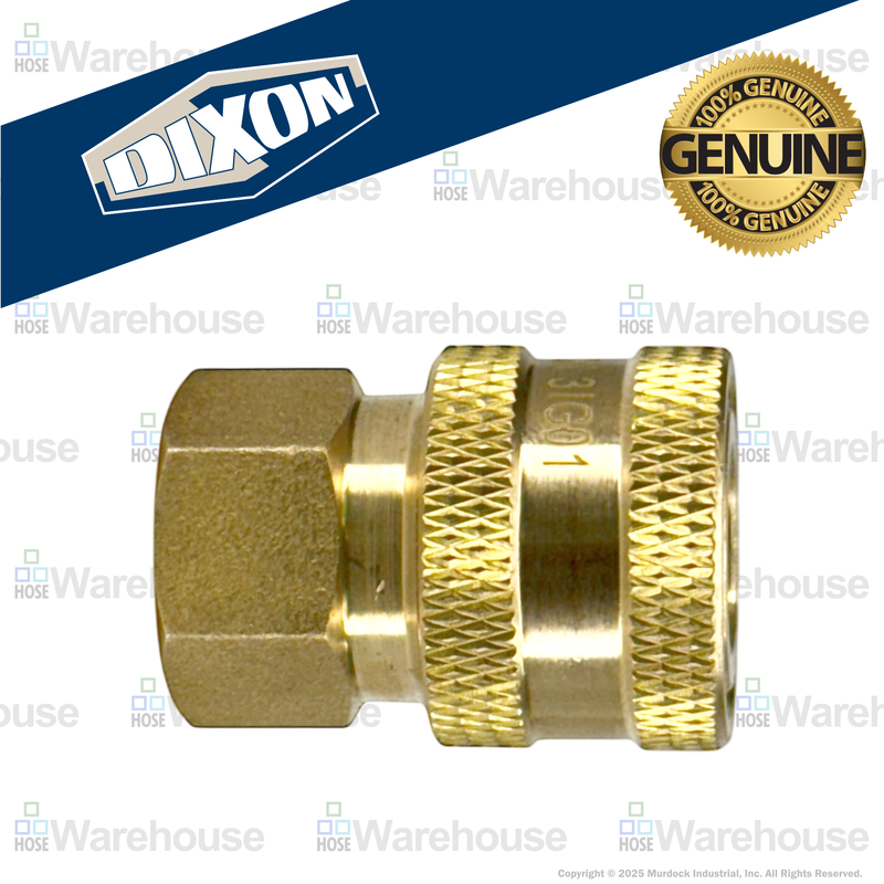 1EF1-B by Dixon Valve | Hydraulic Quick Disconnect Coupling | E-Series | 1/8" Female NPTF x 1/8" Straight-Through Interchange | Socket | Nitrile Seal | Brass