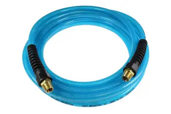 PFE40506T by Coilhose | Flexeel® Reinforced Hose | 1/4" Hose ID | 3/8" Hose OD | 3/8" Male NPT Reusable Strain Relief Fittings | 50ft | Transparent Blue | Straight | Polyurethane