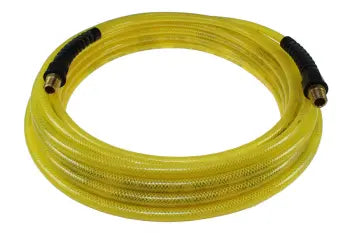 PFE60506TY by Coilhose | Flexeel® Reinforced Hose | 3/8" Hose ID | 9/16" Hose OD | 3/8" Male NPT Reusable Strain Relief Fittings | 50ft | Transparent Yellow | Straight | Polyurethane