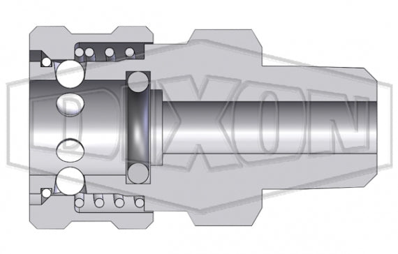 8EM8-S by Dixon Valve | Hydraulic Quick Disconnect Coupling | E-Series | 1" Male NPTF x 1" Straight-Through Interchange | Socket | Nitrile Seal | 303 Stainless Steel
