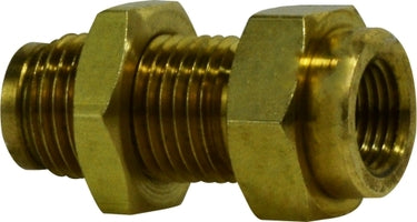 20171 (20-171) by Midland | Push-In Fitting | Female Bulkhead Union | 1/4" Tube OD x 1/4" Female NPTF | Straight | Brass