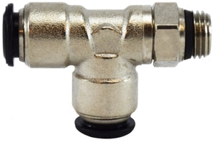 20668N (20-668N) by Midland | Push-In Fitting | Metric Tube Swivel Male | 8mm Tube OD x 3/8" Male Global Thread | Tee | Nickel Plated Brass