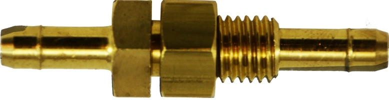 21084 by Midland | Barb for Plastic Tubing | Bulkhead Union | 1/2" Tube OD | Straight | Brass