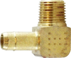 21109 (21-109) by Midland | Barb for Plastic Tubing | 1/8" Tube OD x 1/4-28" Male Pipe | 90° Elbow | Brass