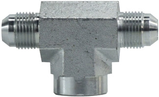 260264 by Midland | Hydraulic Adapter | Tee | 1/4" Female NPTF x 3/8" Male JIC 37° Flare x 3/8" Male JIC 37° Flare | Steel