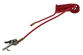 600-PR532-10B-R by Coilhose | Flexcoil Air Hose with 600-S Blow Gun | 5/32" Hose ID x 1/4" Hose OD | 1/4" Male NPT Swivel Fittings | Red | Polyurethane | 10ft