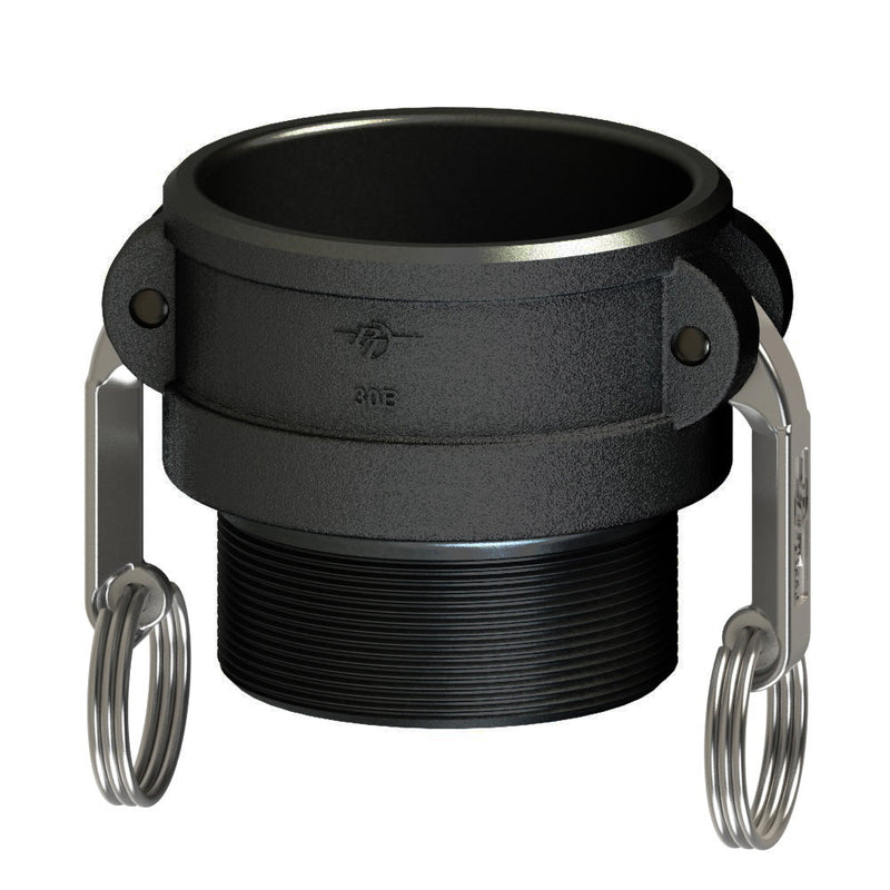 2700230 (30B) by PT-Coupling | Cam & Groove Adapter | Type B | 3" Coupler x 3" Male NPT | Polypropylene | Buna-N Seal