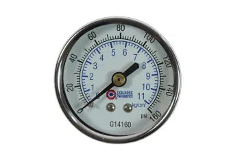 G14160 by Coilhose | Pressure Gauge | 2" Chrome Dial Gauge | 1/4" Back Mount | 0-160 PSI