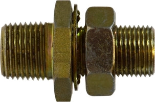 28324 (28-324) by Midland | Bulkhead 1/2" Male Pipe x 1-14 x 3/8" Male Pipe | Straight | Brass