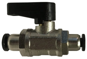 28400 (28-400) by Midland | Push-In Fitting | Mini Ball Valve | 1/8" Push-In x 1/8" Push-In | Straight | Chrome Plated Brass
