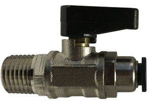 28403 (28-403) by Midland | Push-In Fitting | Mini Ball Valve | 5/32" Push-In x 1/8" Male Pipe | Straight | Chrome Plated Brass