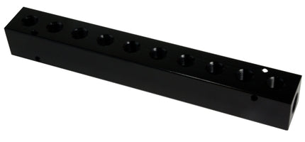 28456 (28-456) by Midland | 10 Port Pneumatic Manifold | 1/8" Female NPT Outlet x 1/4" Female NPT Inlet | Black Anodized Aluminum