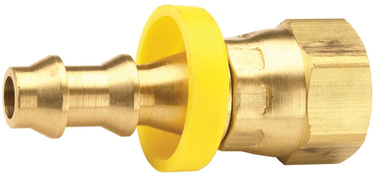 2871214C by Dixon Valve | Push-On Hose Barb Fitting | Female 45° SAE/37° JIC Swivel | 5/8" Tube OD | 3/4" Hose ID x 5/8" Female JIC/SAE 45° Flare Dual Seat | Brass