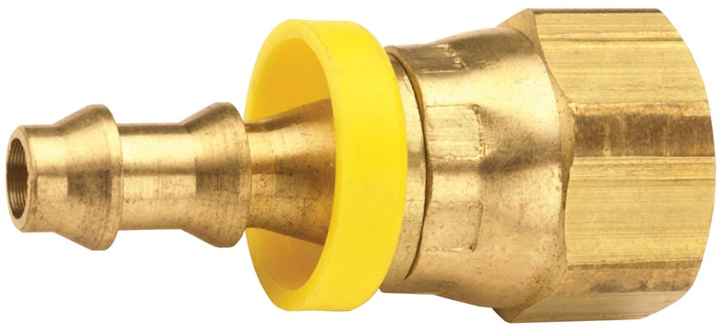 2880509C by Dixon Valve | Push-On Hose Barb Fitting | Female 37° JIC Swivel | 3/8" Tube OD | 5/16" Hose ID x 3/8" Female JIC | Brass