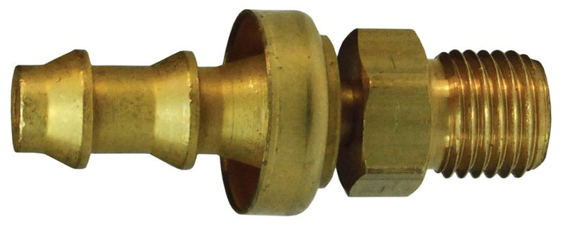 2900406CBC by Dixon Valve | Push-On Hose Barb Fitting | Male SAE Inverted Flare Swivel | with Brass Cap | 3/16" Tube OD | 1/4" Hose ID x 3/16" Male Inverted Flare | Brass