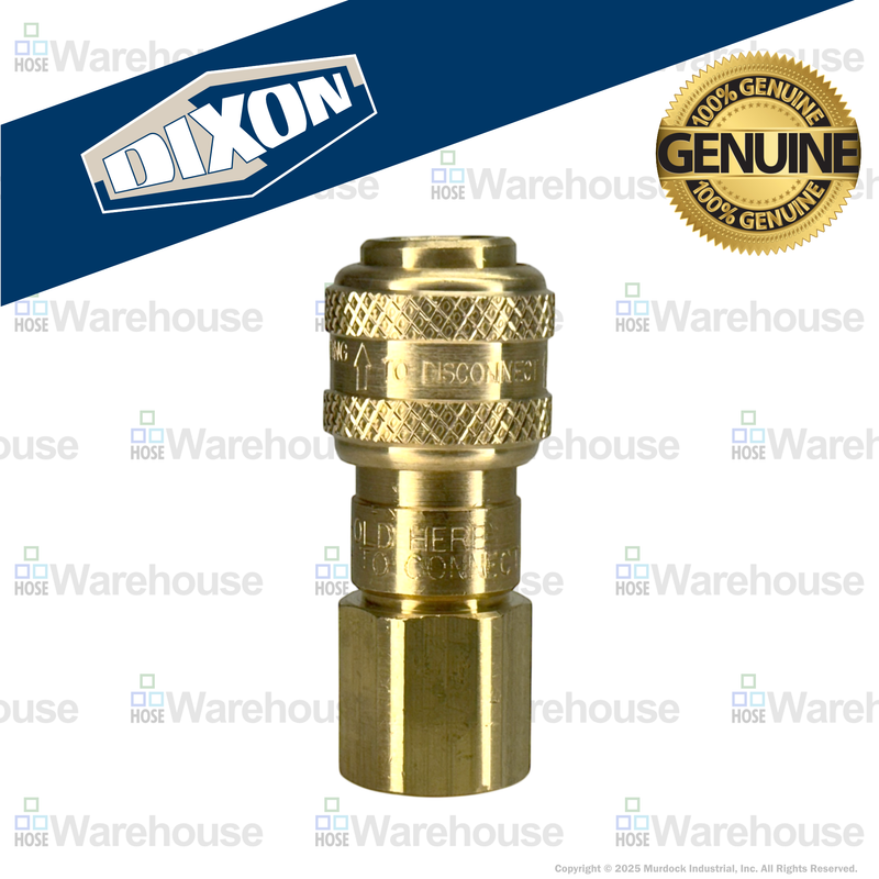6DF4-B by Dixon Valve | Pneumatic Quick Disconnect Coupling | D-Series | 1/2" Female NPTF x 3/4" Automatic Industrial Interchange | Socket | Nitrile Seal | Brass
