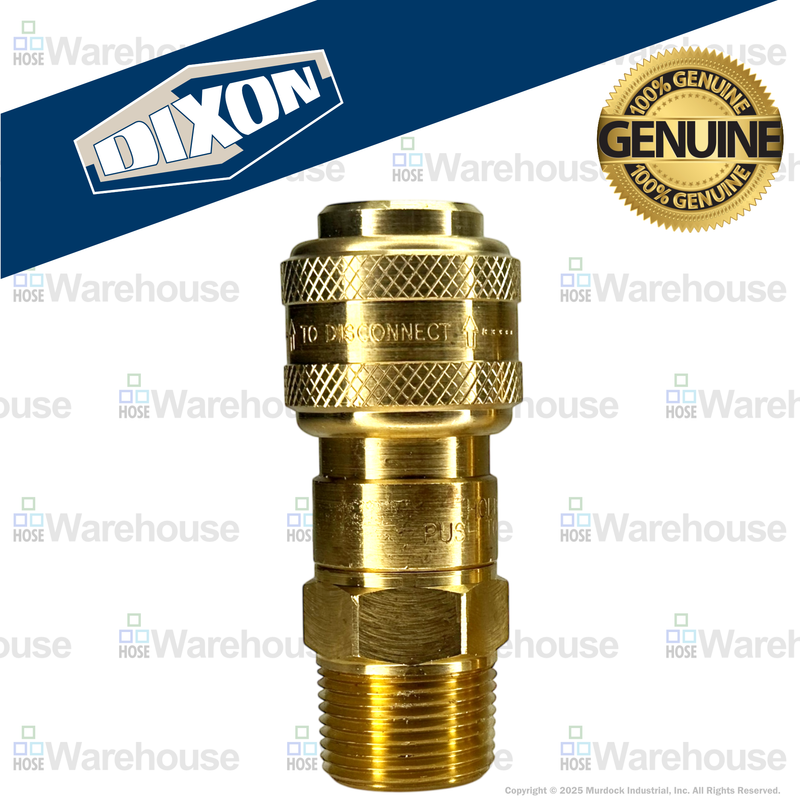 2DM1-B by Dixon Valve | Pneumatic Quick Disconnect Coupling | D-Series | 1/8" Male NPTF x 1/4" Automatic Industrial Interchange | Socket | Nitrile Seal | Brass