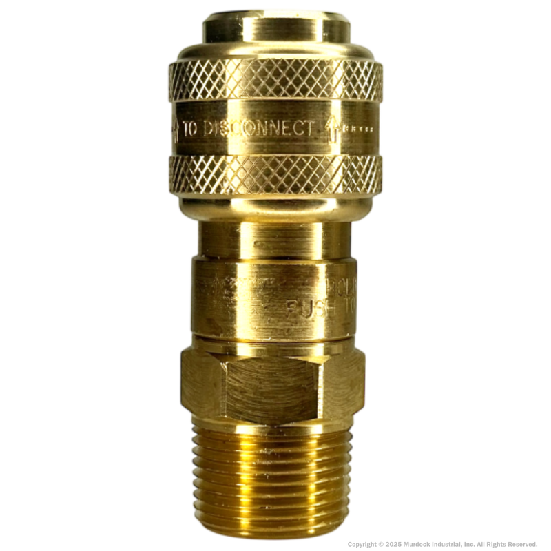 2DM2-B by Dixon Valve | Pneumatic Quick Disconnect Coupling | D-Series | 1/4" Male NPTF x 1/4" Automatic Industrial Interchange | Socket | Nitrile Seal | Brass