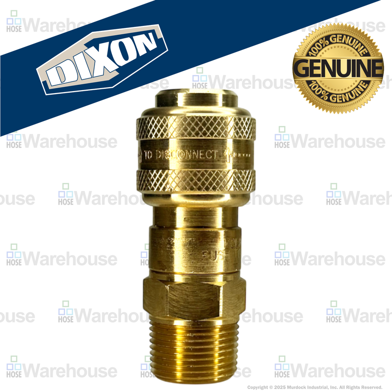 2DM2-B by Dixon Valve | Pneumatic Quick Disconnect Coupling | D-Series | 1/4" Male NPTF x 1/4" Automatic Industrial Interchange | Socket | Nitrile Seal | Brass