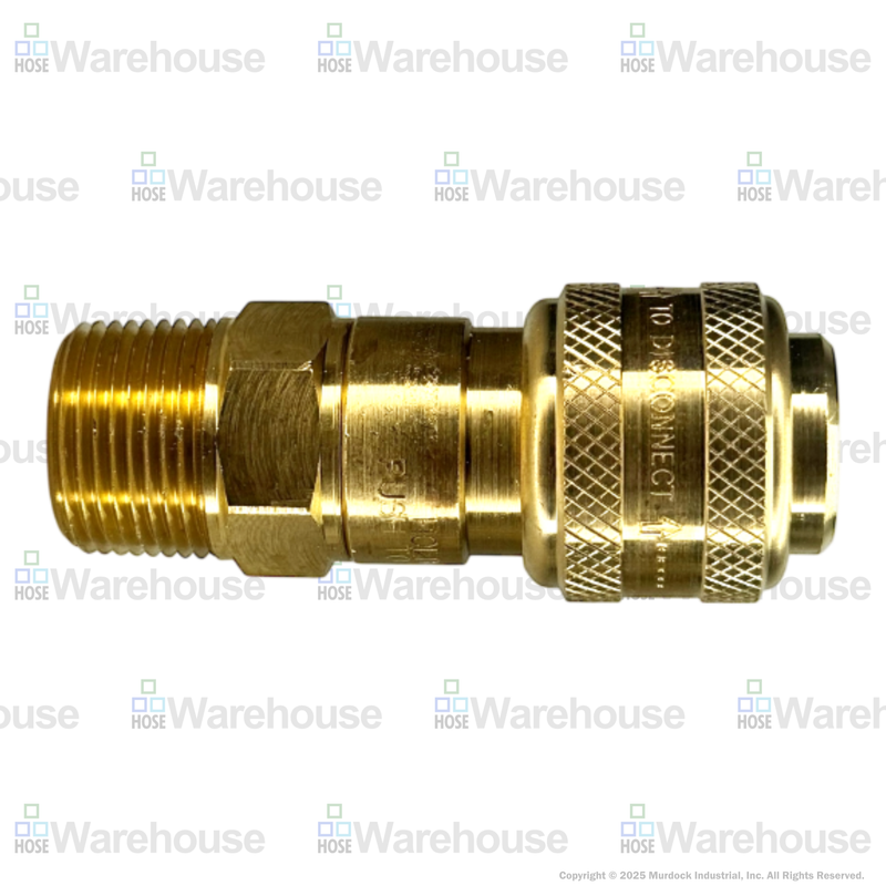 2DM2-B by Dixon Valve | Pneumatic Quick Disconnect Coupling | D-Series | 1/4" Male NPTF x 1/4" Automatic Industrial Interchange | Socket | Nitrile Seal | Brass