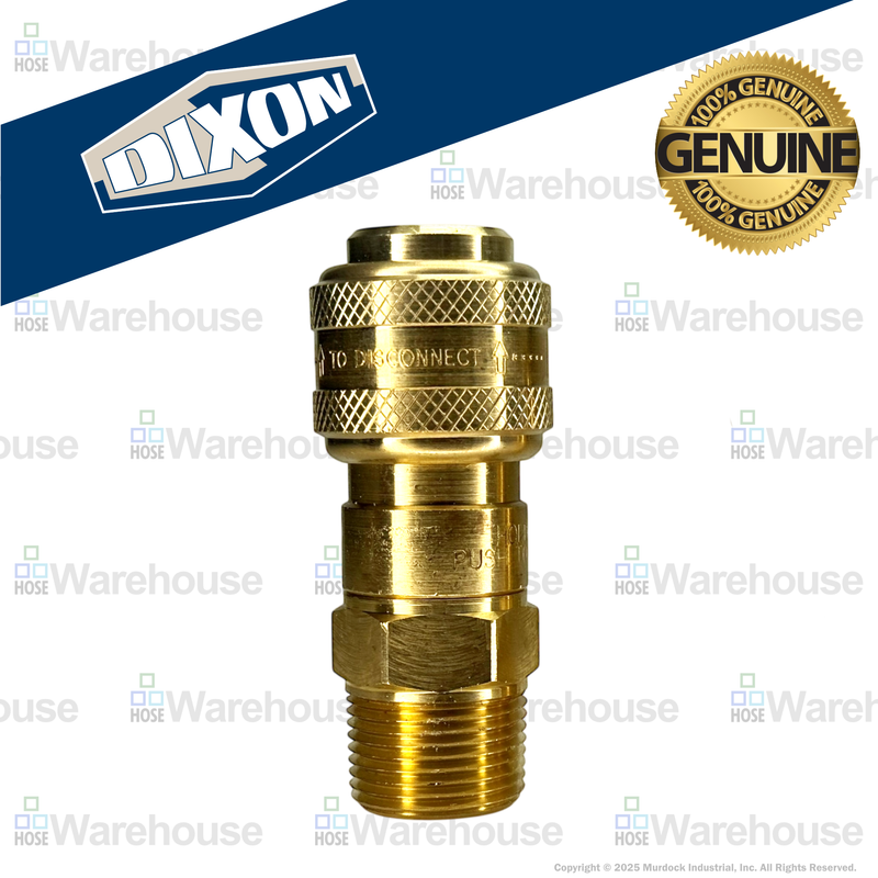 2DM3-B by Dixon Valve | Pneumatic Quick Disconnect Coupling | D-Series | 3/8" Male NPTF x 1/4" Automatic Industrial Interchange | Socket | Nitrile Seal | Brass